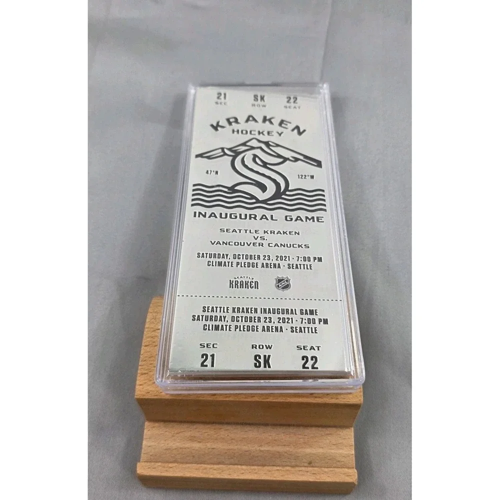 Seattle Kraken First Home Inaugural Game‎ Opening Night Silver Ticket Vs Canucks